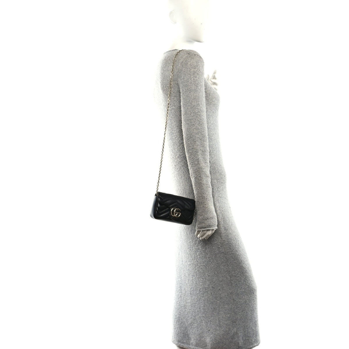 Lambskin Matelasse Mini GG Marmont Shoulder Bag Black