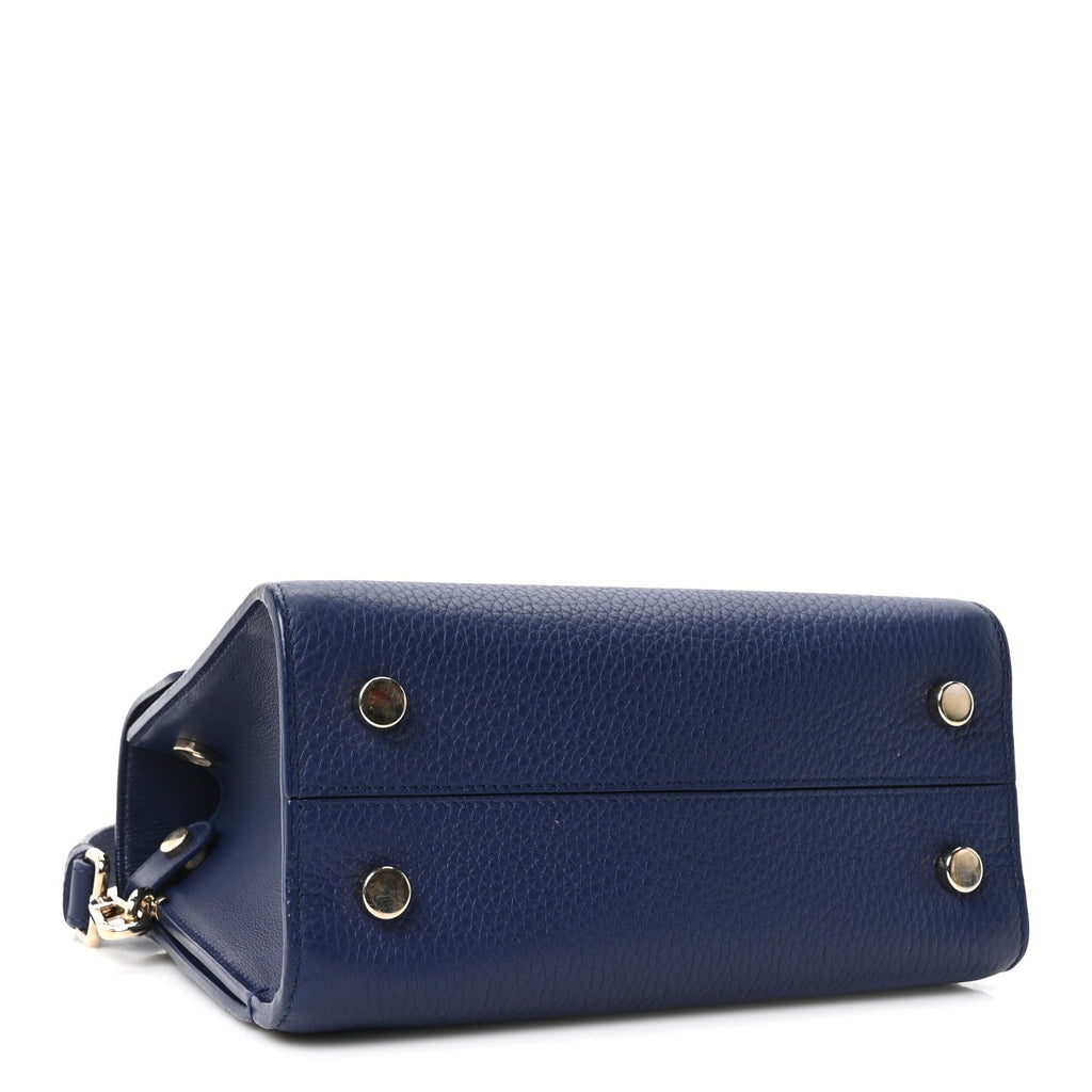 Grained Calfskin Mini Diorever Flap Blue Gri