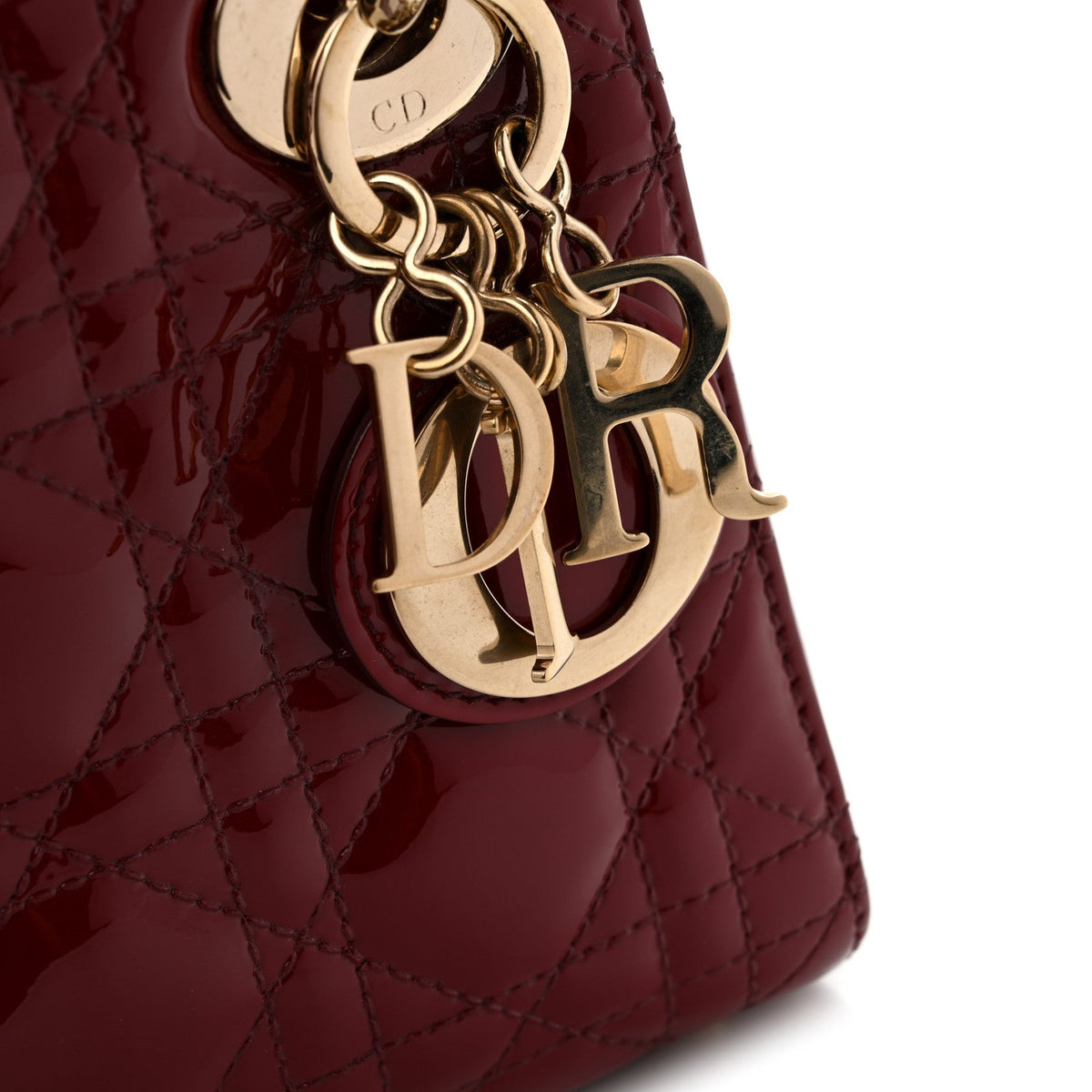 Patent Cannage Mini Lady Dior Red