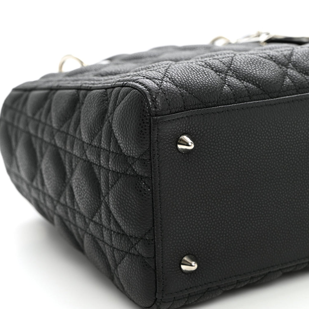 Grained Calfskin Cannage Medium Lady Dior Black
