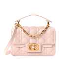 Lambskin Cannage Small Jolie Top Handle Bag Rose Poudre