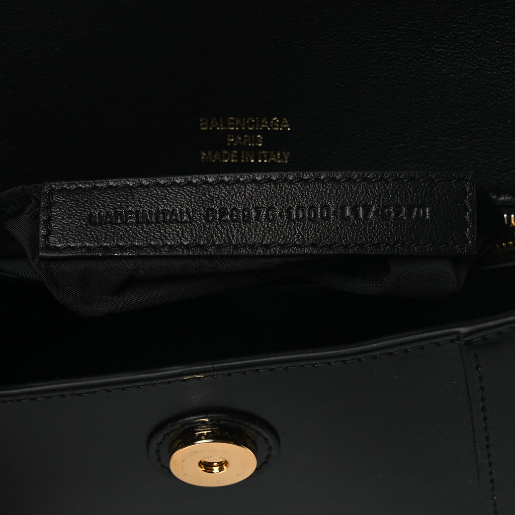 Natural Smooth Calfskin Small Hourglass Sling Bag Black