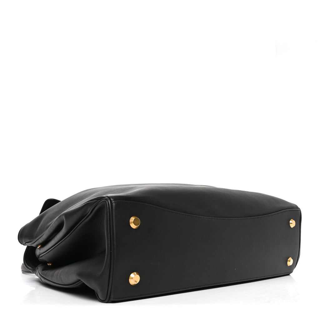 Smooth Calfskin Large Rodeo Top Handle Handbag Black