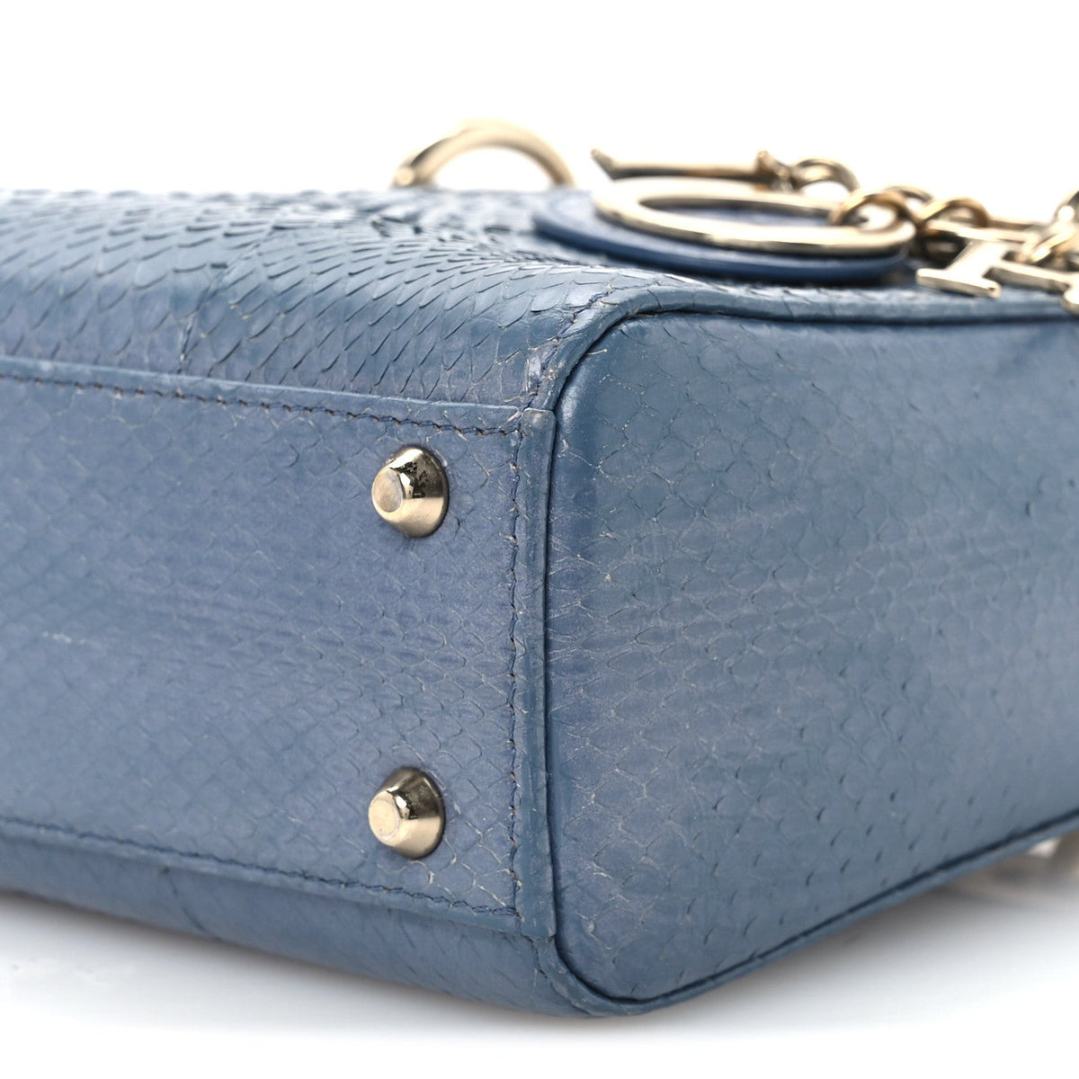 Snakeskin Mini Lady Dior Blue