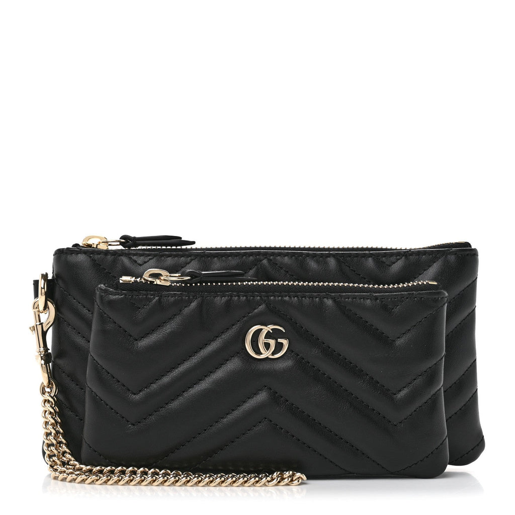 Calfskin Matelasse Small GG Marmont 2.0 Clutch Black
