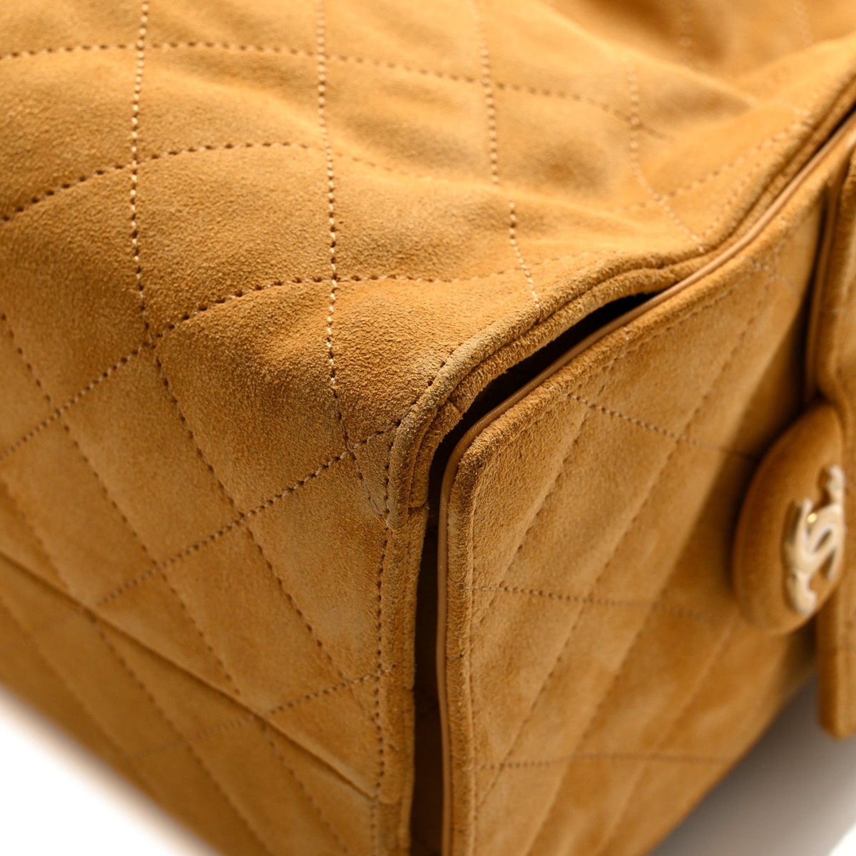 Suede Quilted Medium Chanel 25 Handbag Beige