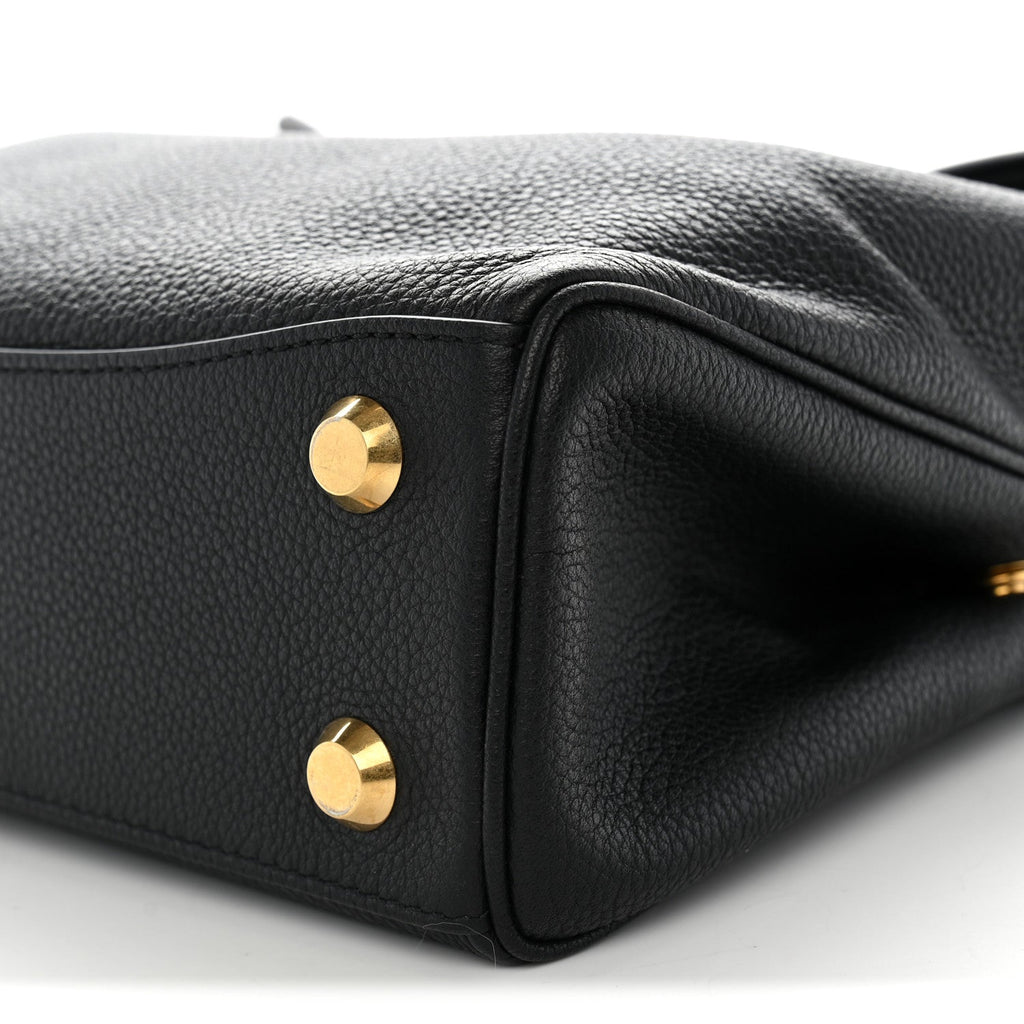 Natural Smooth Calfskin Mini Rodeo Top Handle Handbag Black