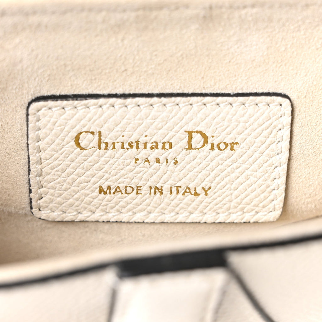 Grained Calfskin Mini Saddle Bag White