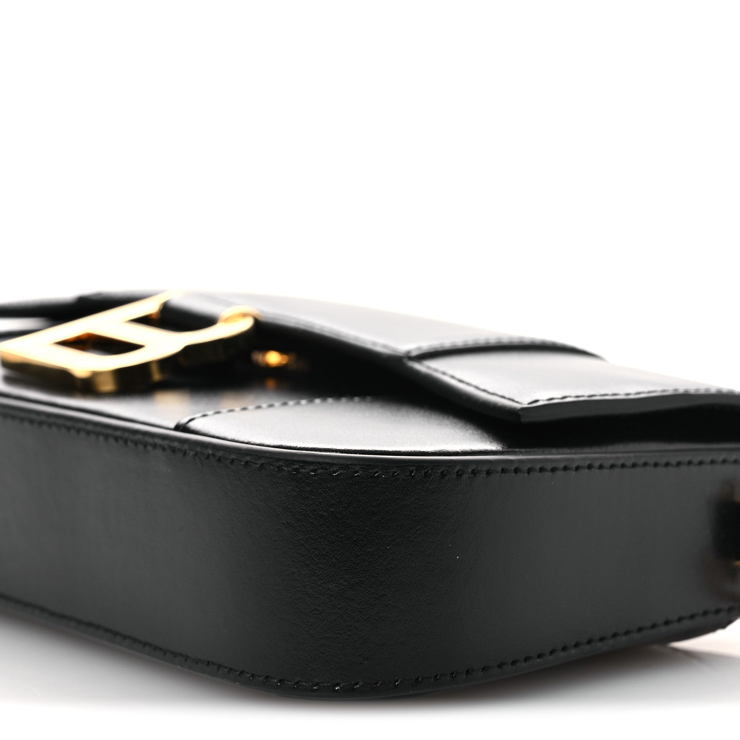 Natural Smooth Calfskin Small Hourglass Sling Bag Black
