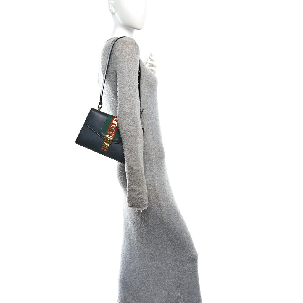 Calfskin Small Sylvie Shoulder Bag Black