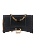 Shiny Box Calfskin Hourglass Chain Bag Black