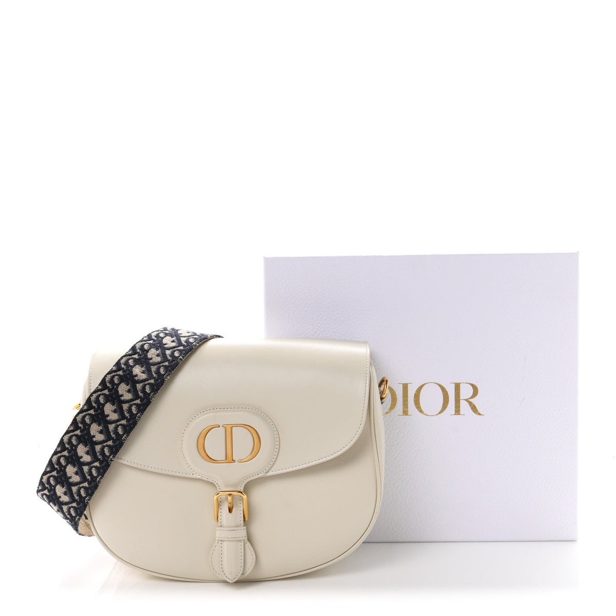 Box Calfskin Large Bobby Flap White