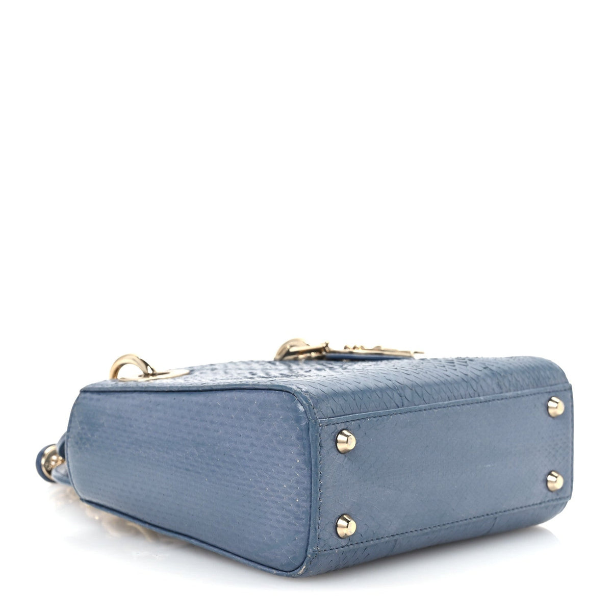 Snakeskin Mini Lady Dior Blue