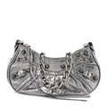 Metallic Agneau Arena Le Cagole Chain Shoulder Bag XS Silver
