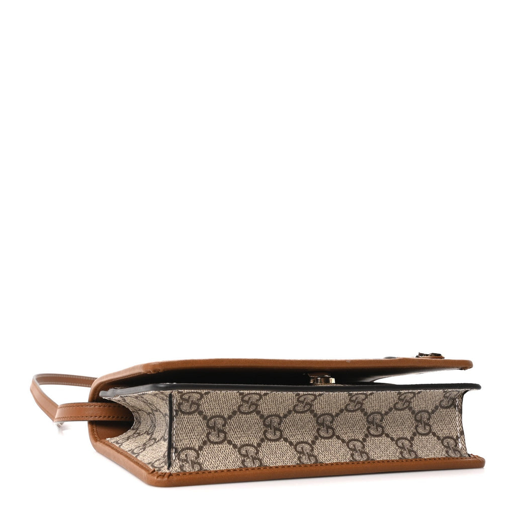 GG Emblem Monogram Wallet With Strap Beige Brown
