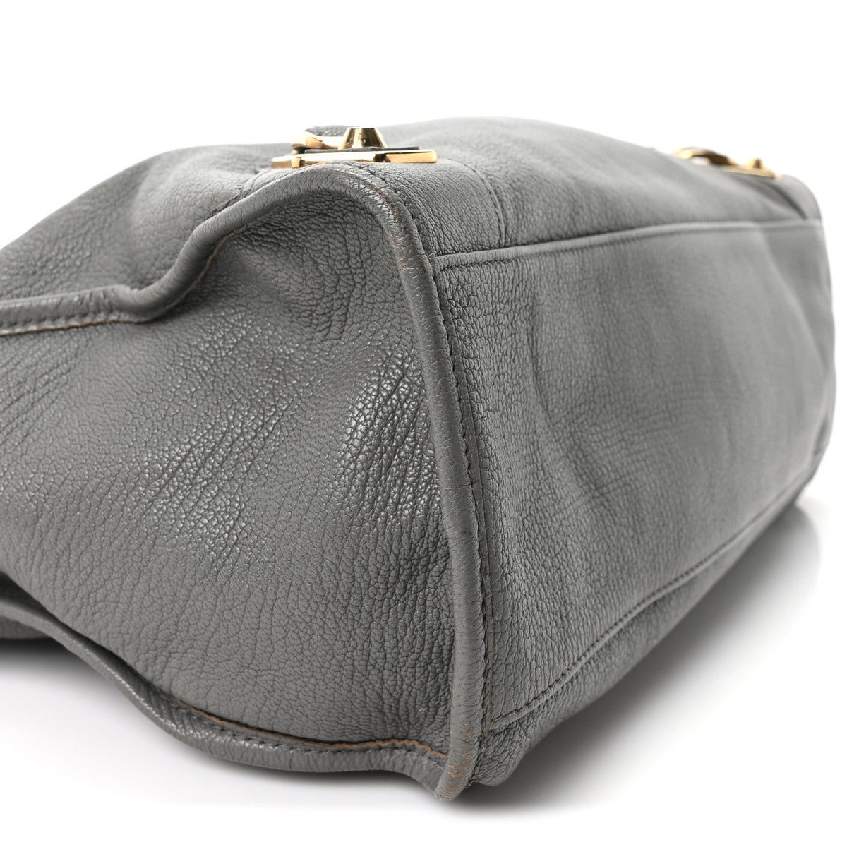 Chevre Gold Metallic Edge Hardware City Gris Acier