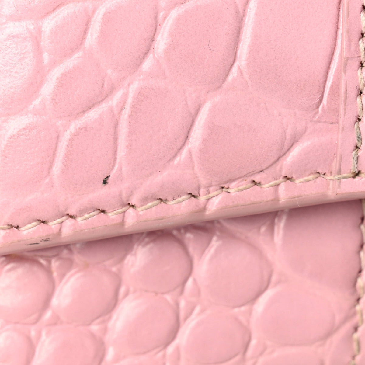 Shiny Calfskin Crocodile Embossed Hourglass Chain Bag Powder Pink
