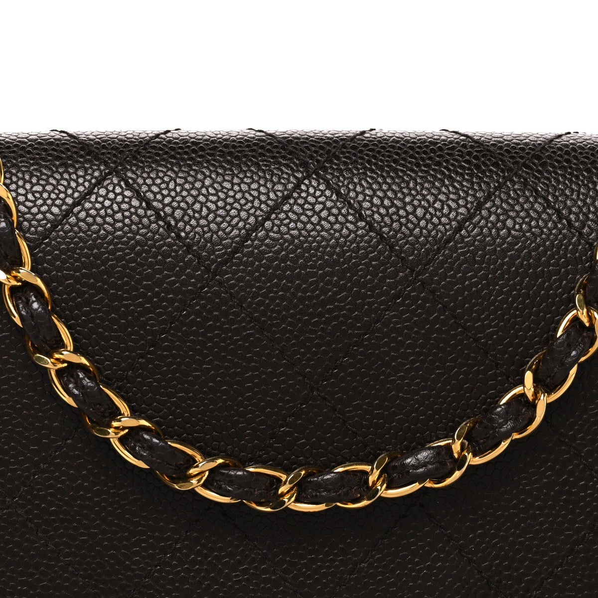 Caviar Stitch Jumbo Single Flap Brown