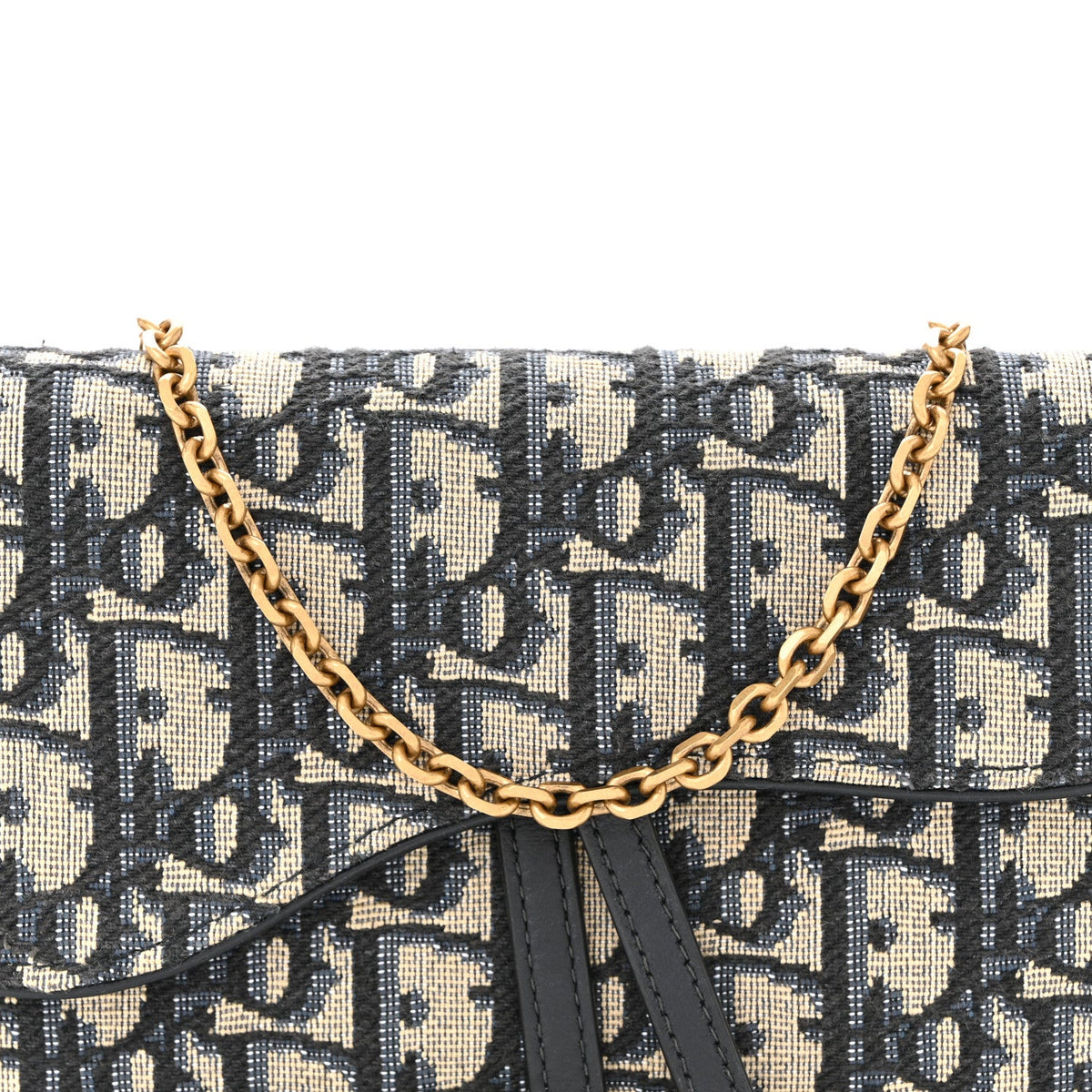 Oblique Saddle Chain Long Wallet Blue
