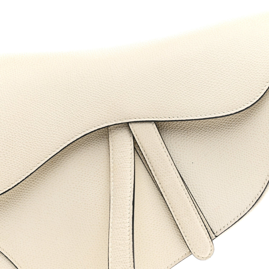 Grained Calfskin Saddle Bag White