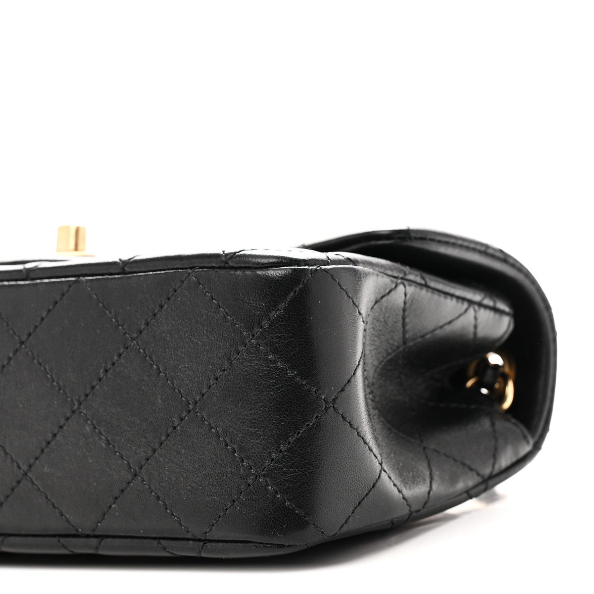 Lambskin Quilted Mini Rectangular Pearl Crush Flap Black