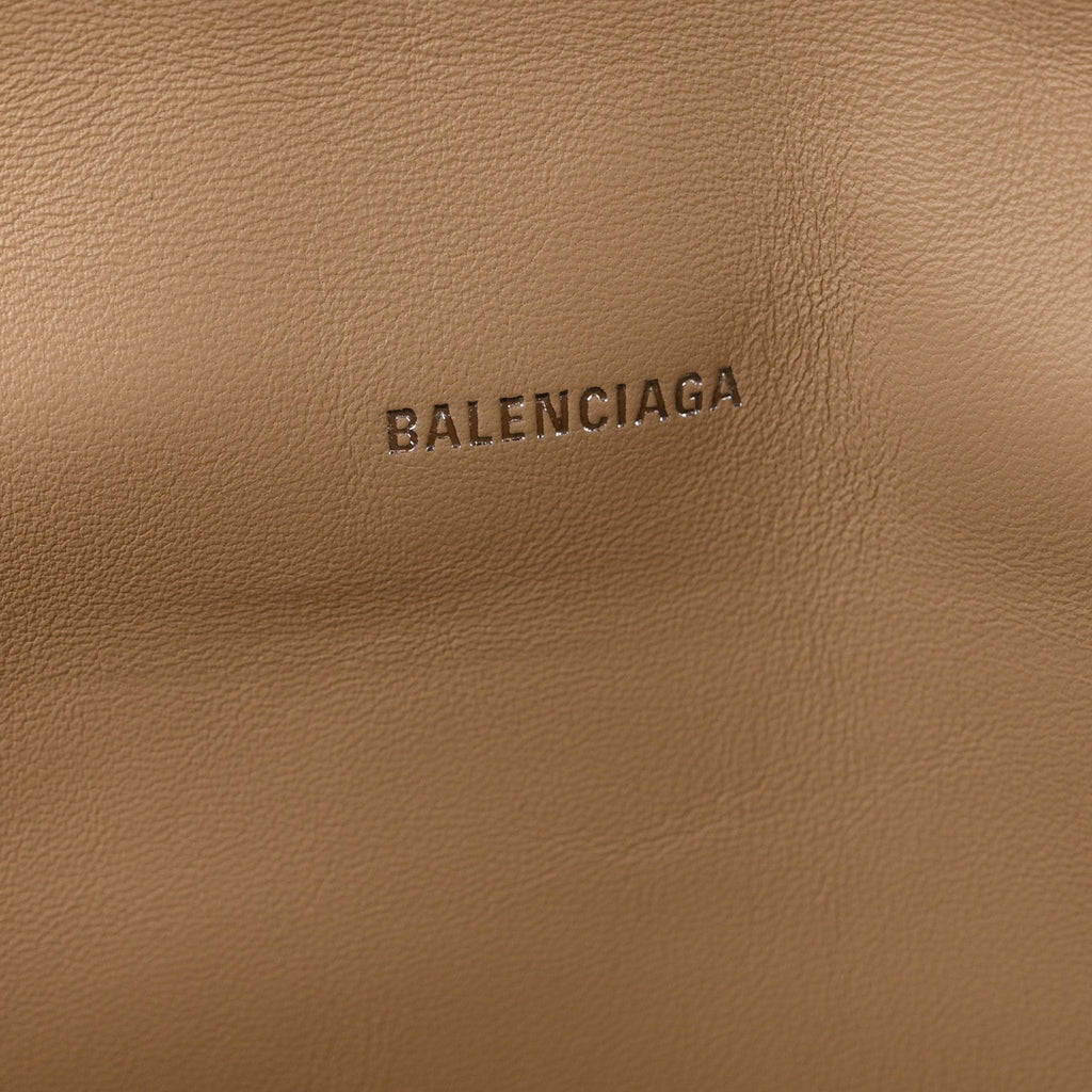 Crushed Calfskin Quilted Large Crush Chain Bag Light Brown