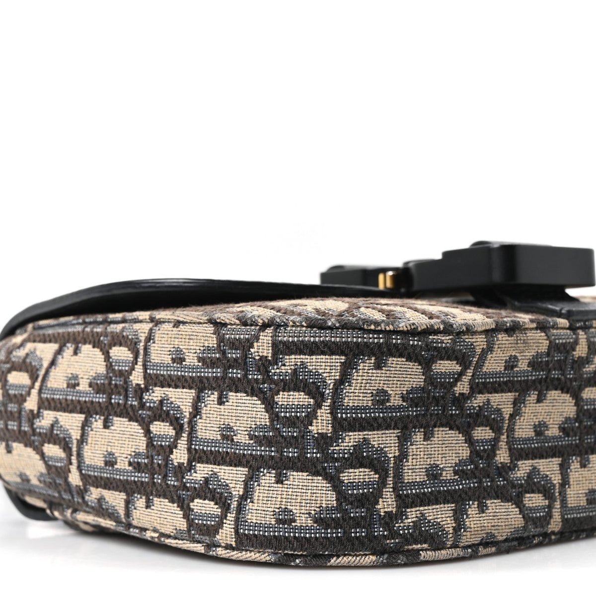 Grained Calfskin Oblique Mini Saddle Messenger Bag With Flap Beige Black