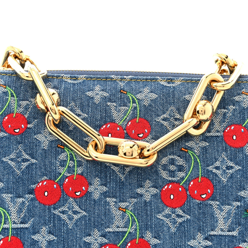 LV X TM Monogram Denim Cerises Coussin PM Blue