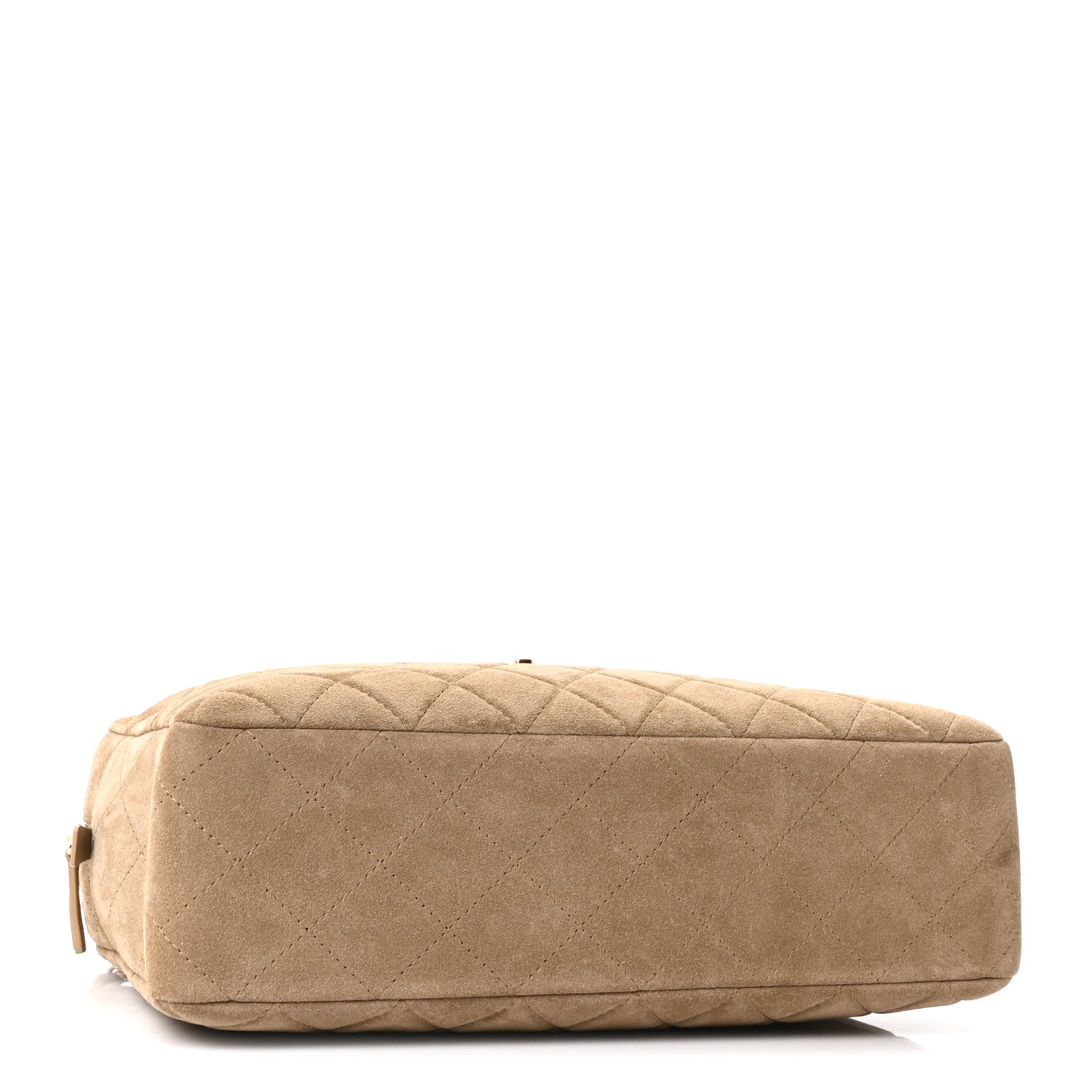 Suede Calfskin Maxi Camera Case Dark Beige