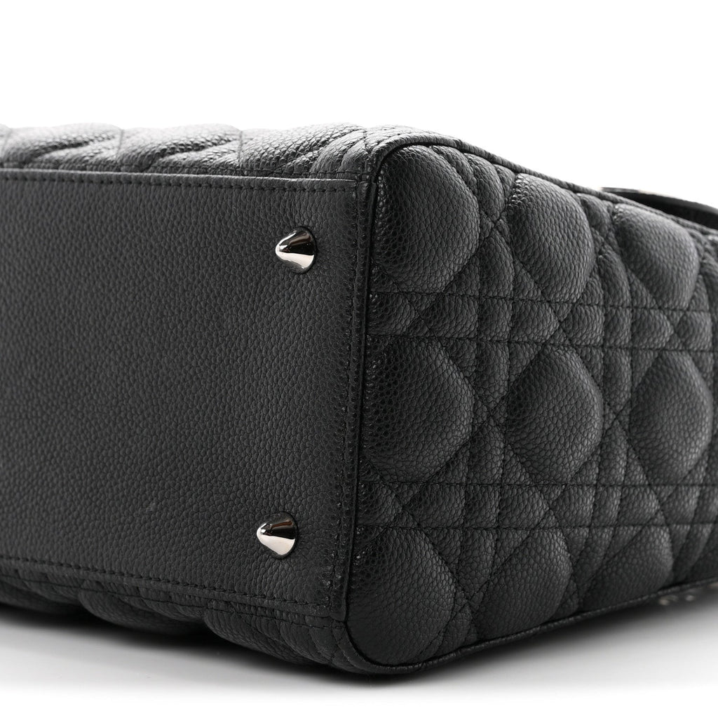Grained Calfskin Cannage Medium Lady Dior Black