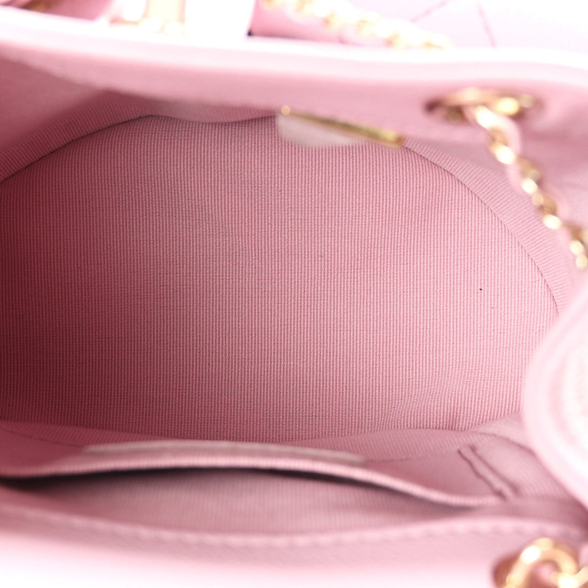 Shiny Caviar Quilted Small Duma Pockets Drawstring Backpack Pink