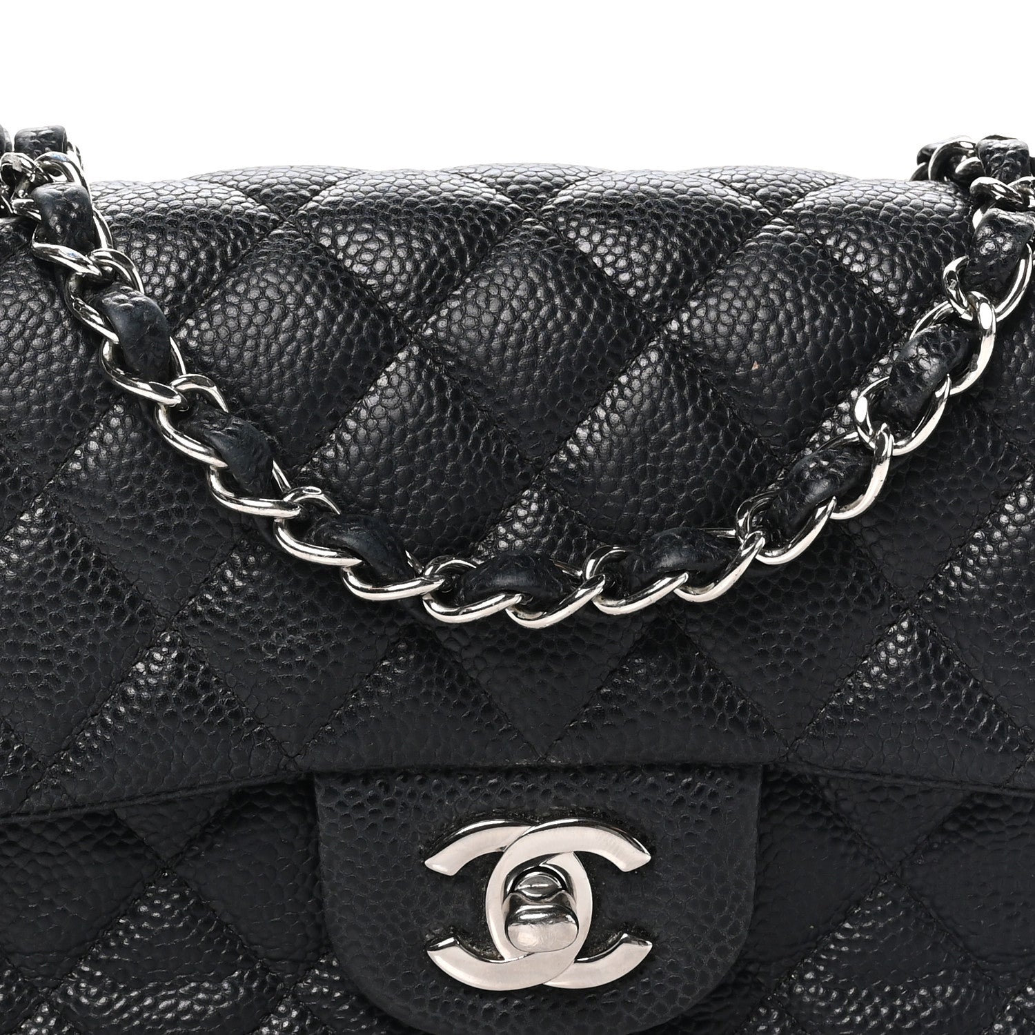 Caviar Quilted Mini Rectangular Flap Black