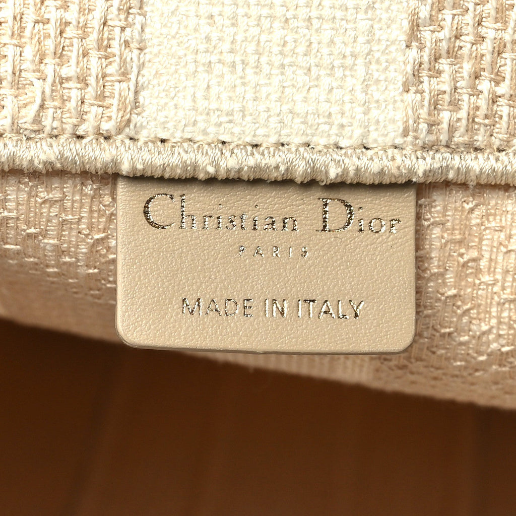 Canvas Embroidered Large Stripes Book Tote Beige