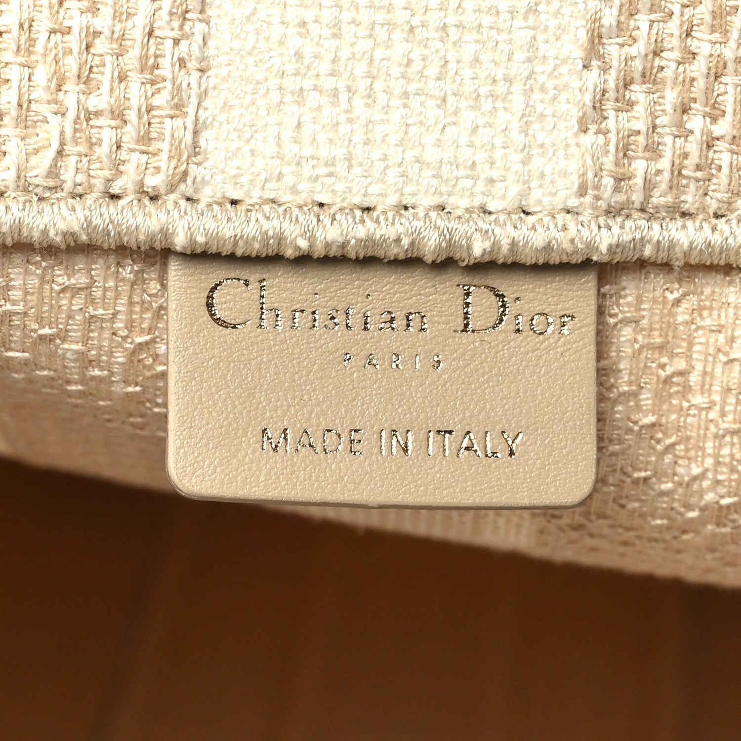 Canvas Embroidered Large Stripes Book Tote Beige