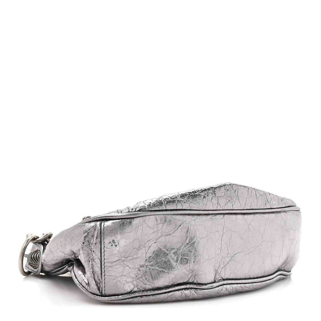 Metallic Agneau Arena Le Cagole Chain Shoulder Bag XS Silver