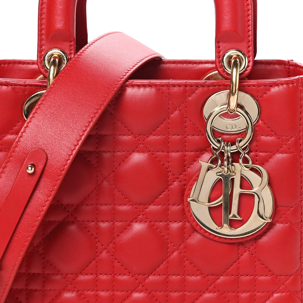 Lambskin Cannage Small My ABCDior Lady Dior Red
