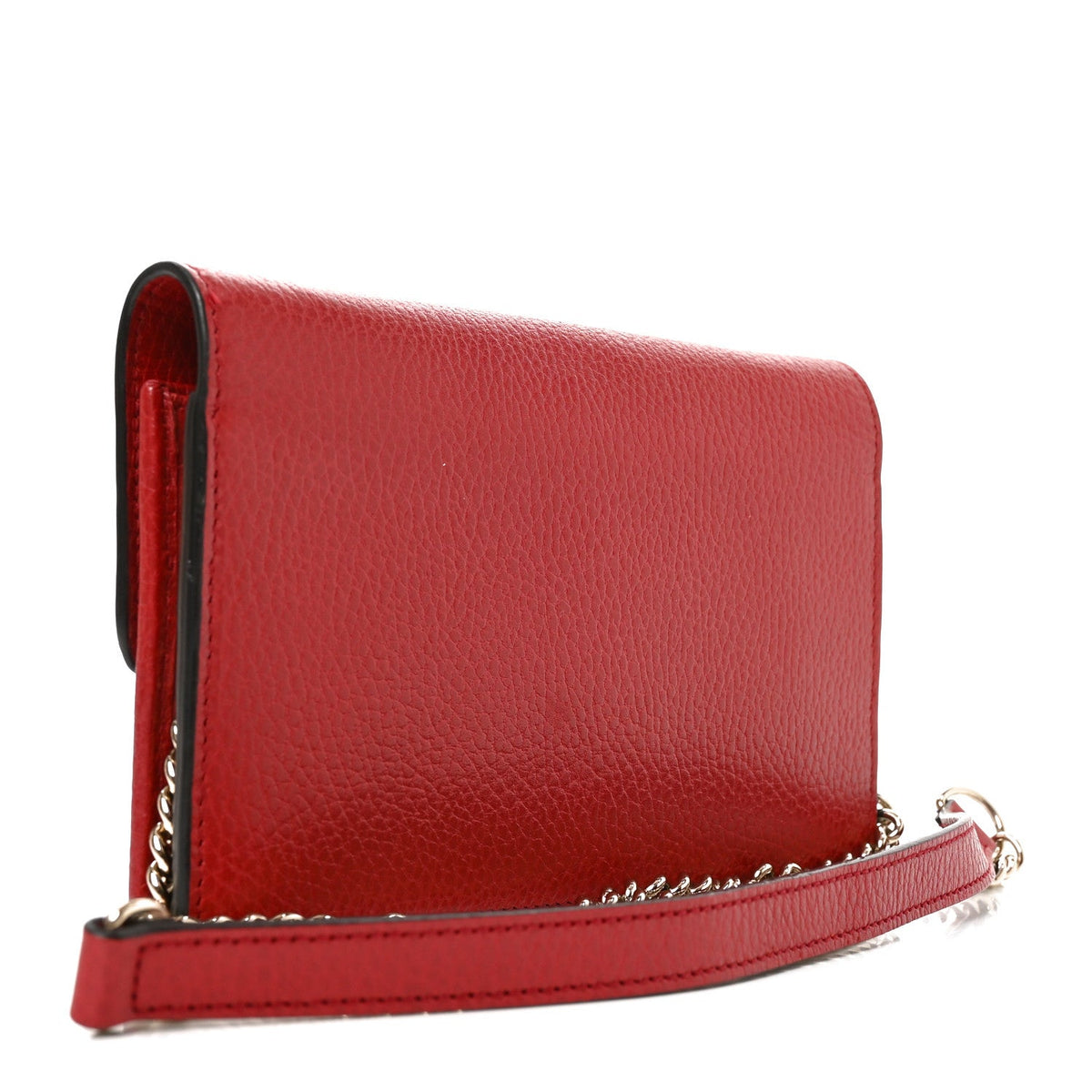 Dollar Calfskin Interlocking G Chain Wallet Red