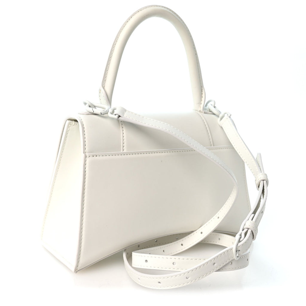Matte Gummy Calfskin Small Hourglass Top Handle Bag Optic White