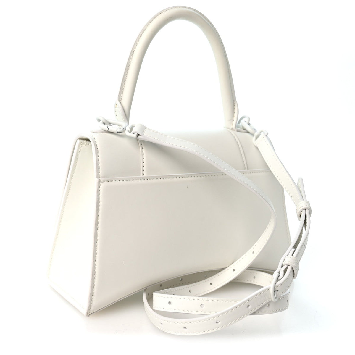 Matte Gummy Calfskin Small Hourglass Top Handle Bag Optic White