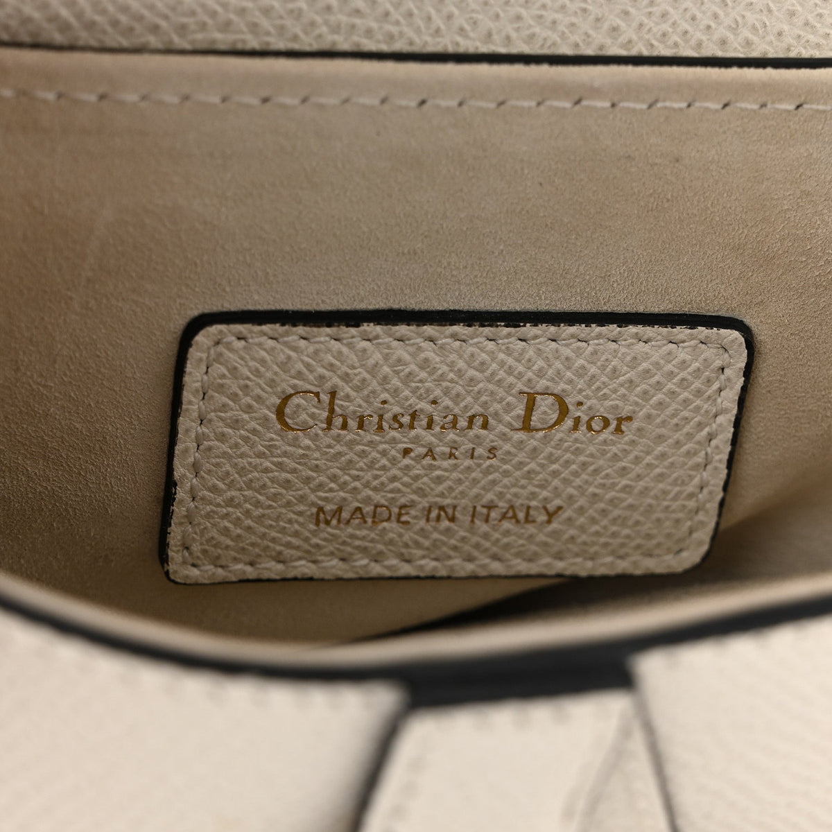 Grained Calfskin Mini Saddle Bag White