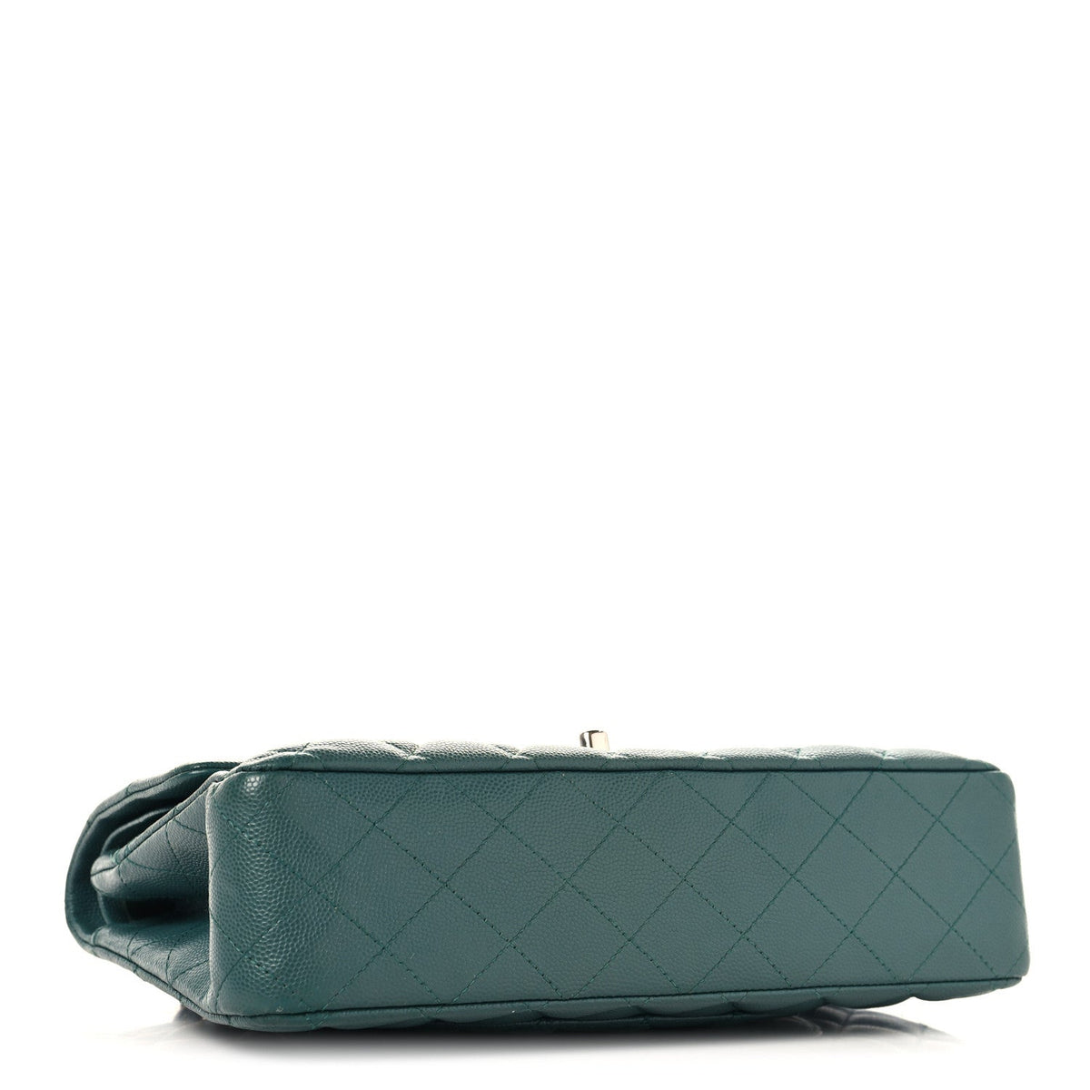 Caviar Quilted Medium Double Flap Green