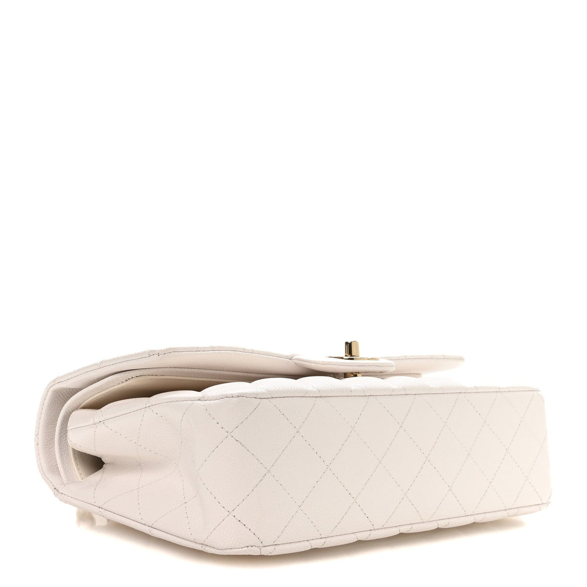 Caviar Quilted Medium Double Flap White