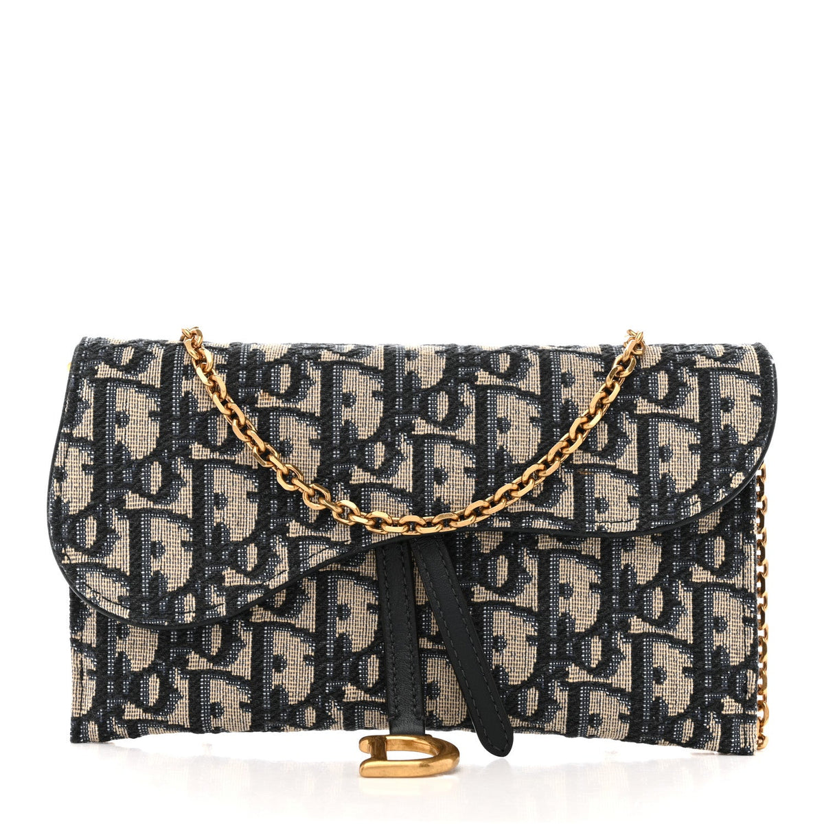 Oblique Saddle Chain Long Wallet Blue