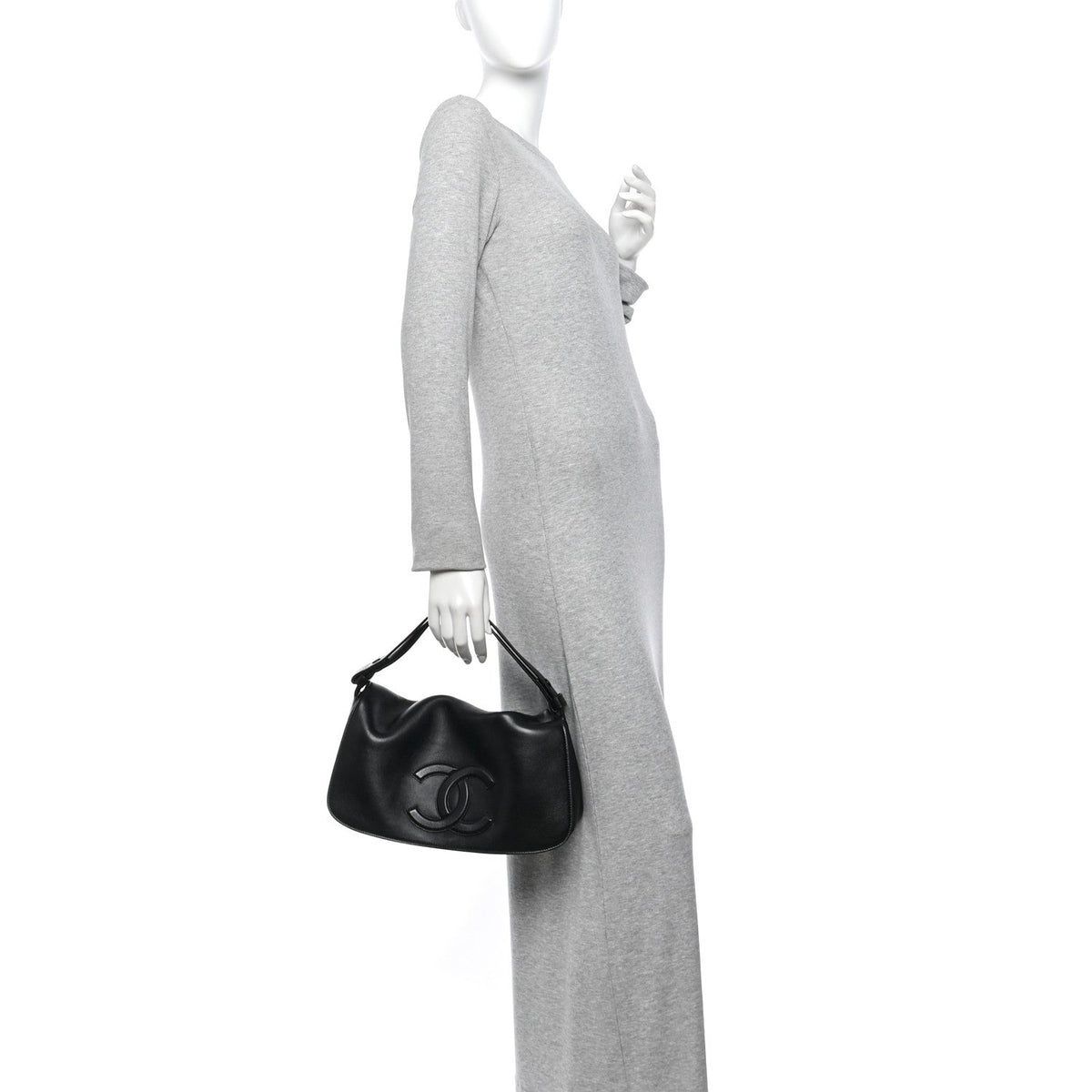 Lambskin CC Maxi Messenger Bag Black