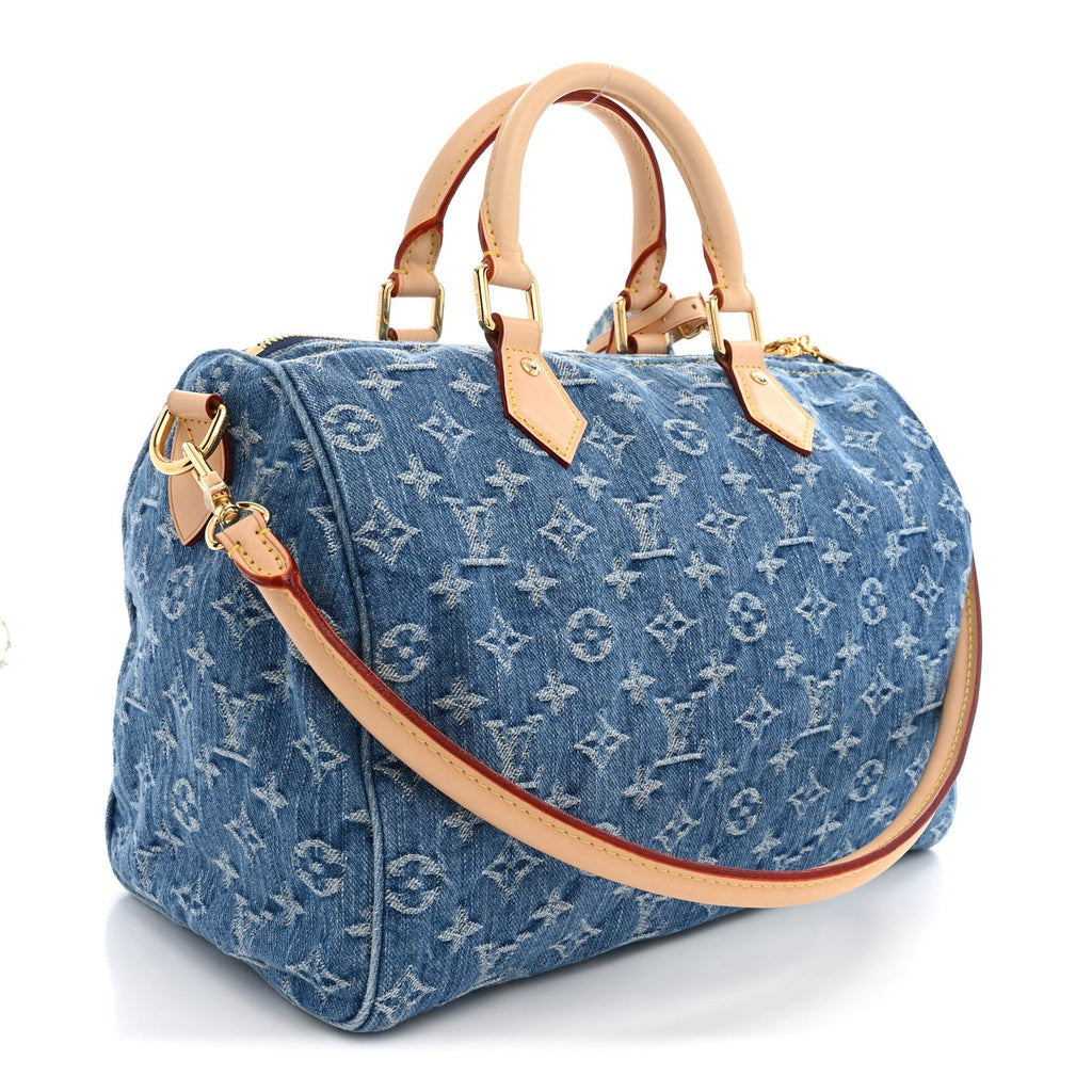 Monogram Denim Speedy Soft 30 Blue
