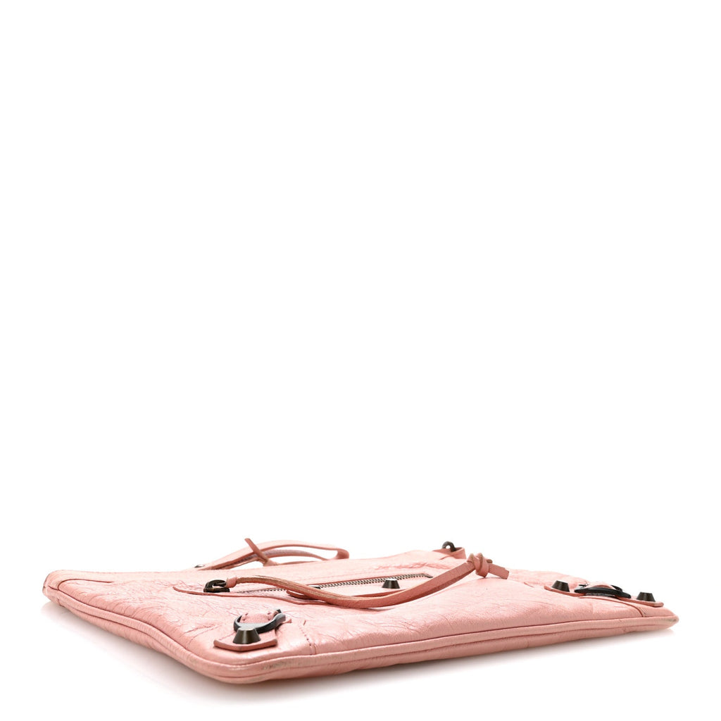 Agneau Classic Hardware Flat Handle Clutch Rose Peche