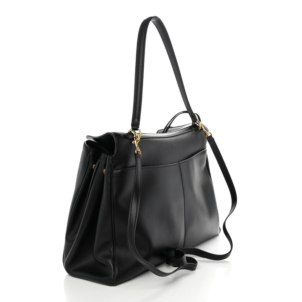 Smooth Calfskin Large Rodeo Top Handle Handbag Black