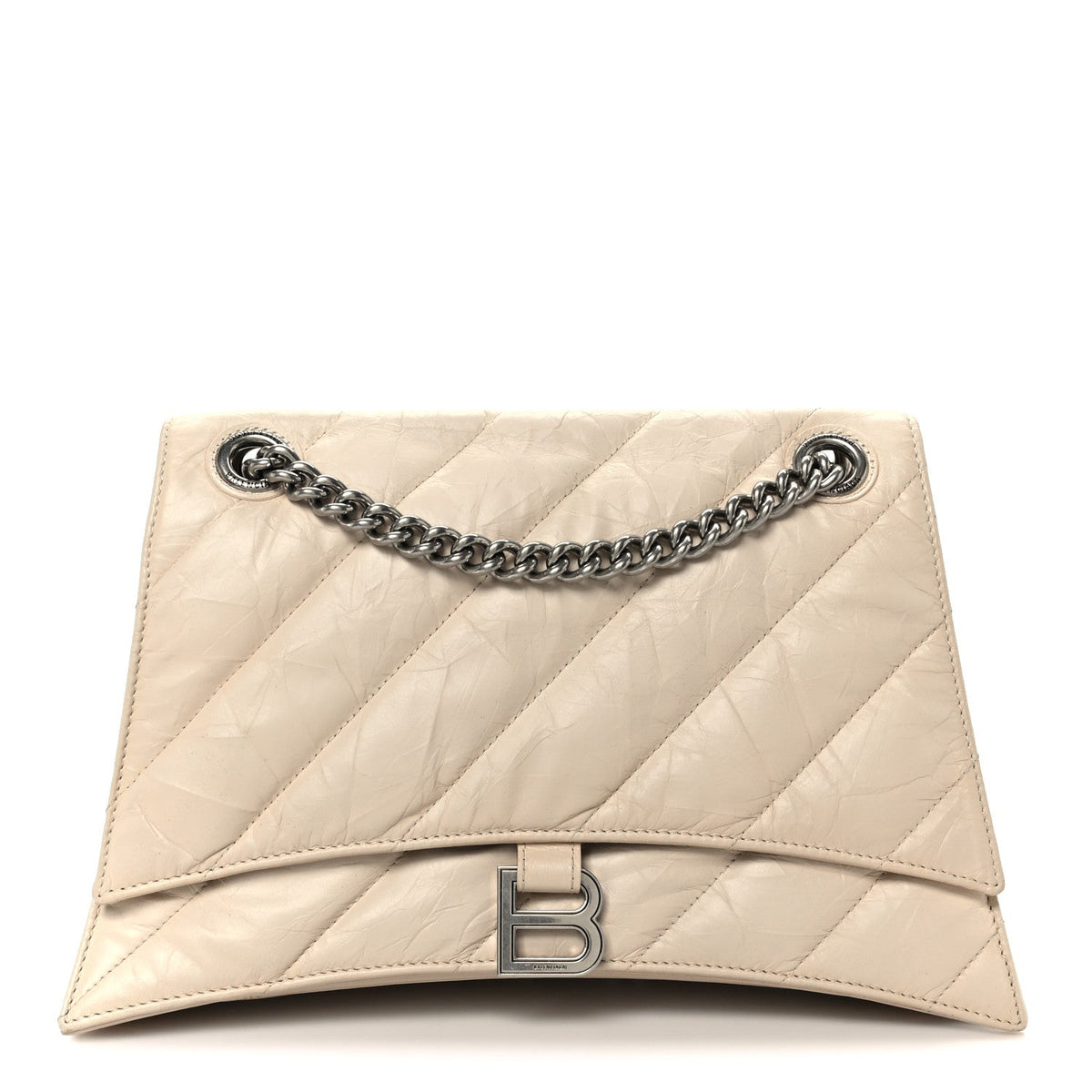 Crushed Calfskin Quilted Medium Crush Chain Bag Nude