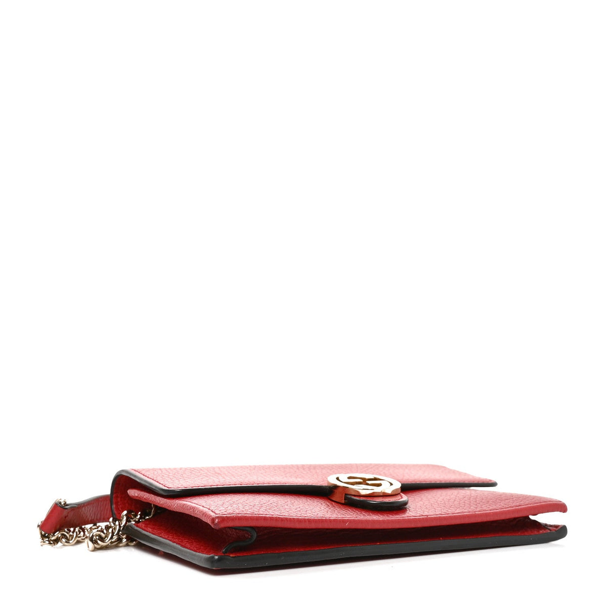 Dollar Calfskin Interlocking G Chain Wallet Red