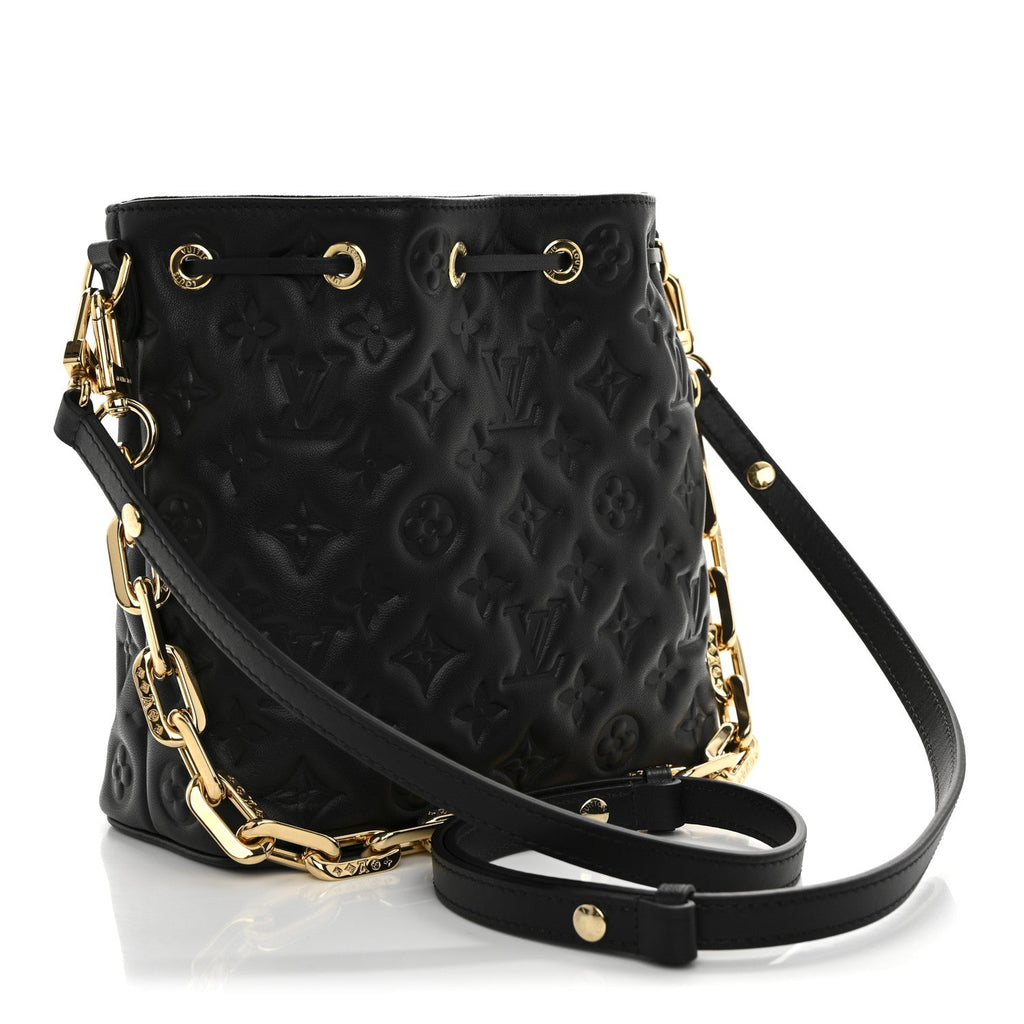 Lambskin Embossed Monogram Coussin Bucket Black